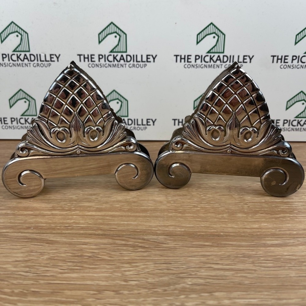 Set of 2 Sheffield Silverplate Acorn Pineapple Napkin Holder Letter Rack